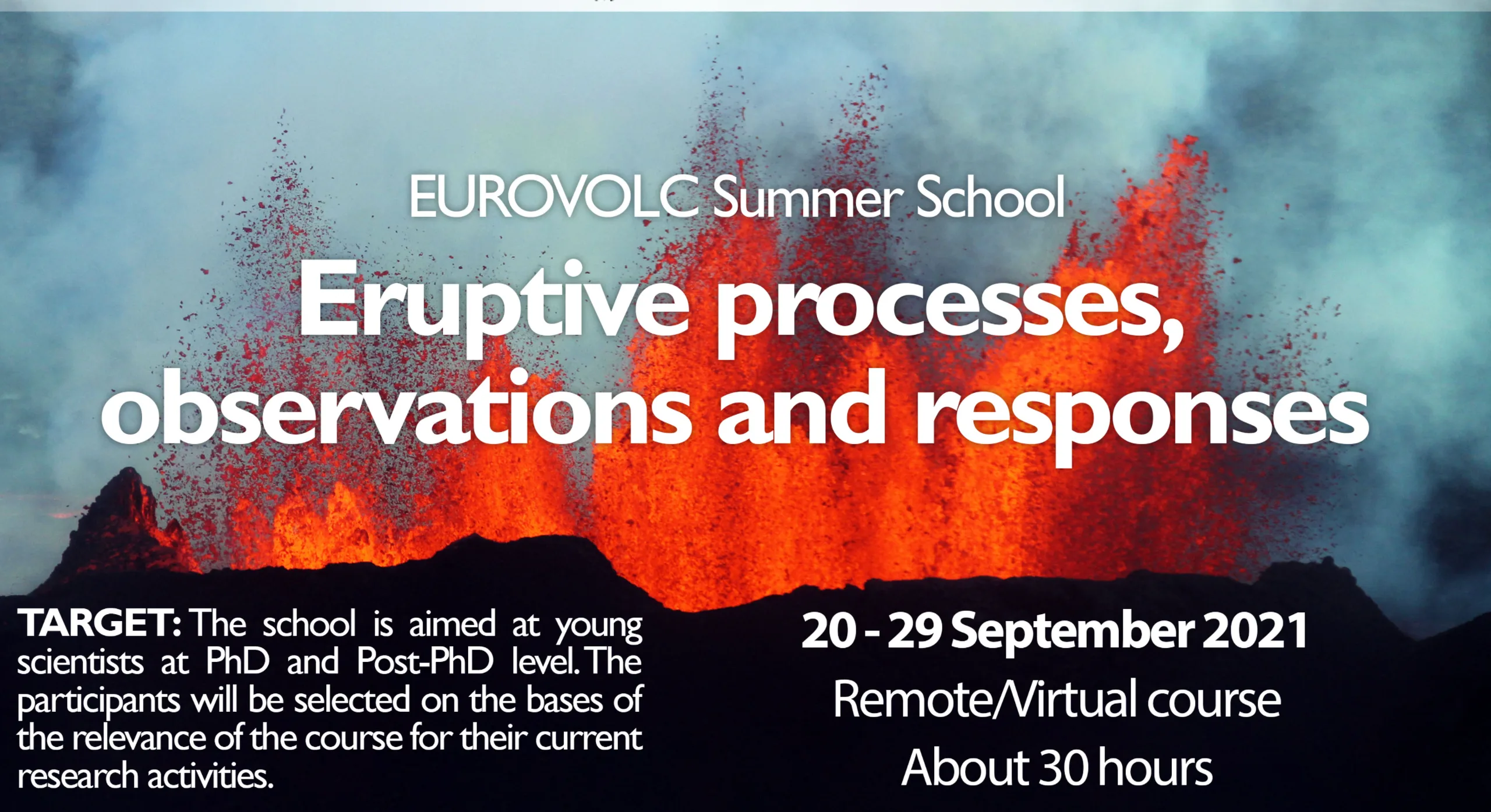 Registrations are open to EUROVOLC Summer School 2021: “Eruptive processes, observations and responses”