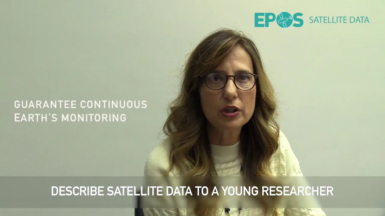 Fermo immagine del video «EPOS TCS Satellite Data (WP12), Maria Consiglia Rasulo interview, TCS Communication contact person»